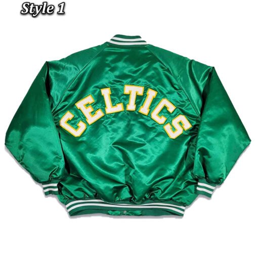 Green 80’s Boston Celtics Satin Jacket - Image 3