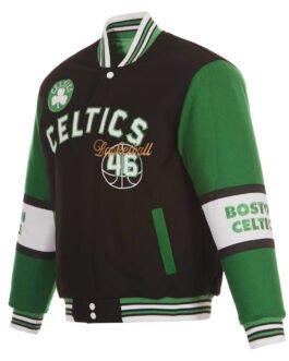 Boston Celtics Black and Green Varsity Wool Jacket