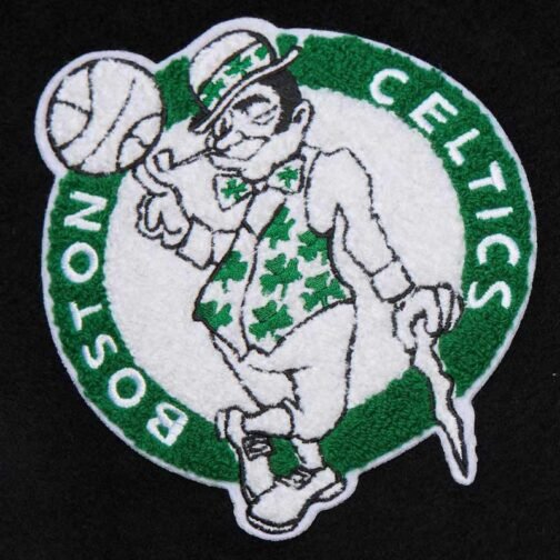 Boston Celtics Black Out Vintage Logo Varsity Jacket - Image 3