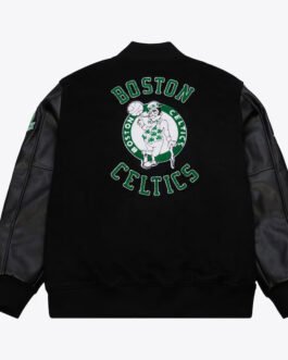 Boston Celtics Black Out Vintage Logo Varsity Jacket