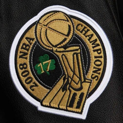 Boston Celtics Black Out Vintage Logo Varsity Jacket - Image 5
