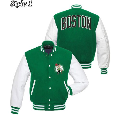 Boston Celtics Varsity Green and White Jacket - Image 5