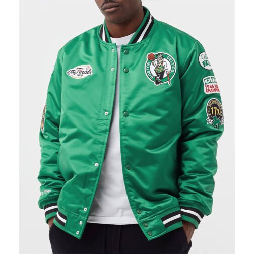 Boston Celtics Champ City Bomber Green Jacket - Image 4