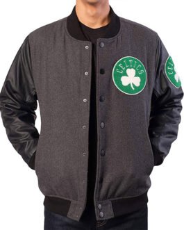 Boston Celtics Varsity Charcoal and Black Jacket