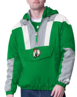 Kelly Green/Gray Boston Celtics Charger Half-Zip Pullover Jacket