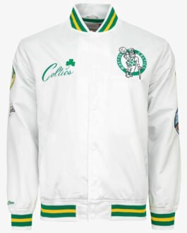 Boston Celtics City Collection White Varsity Satin Jacket