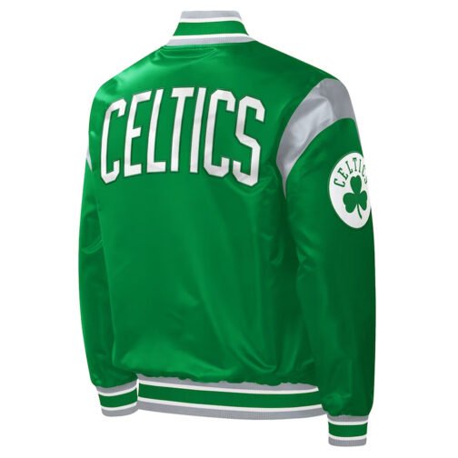 Boston Celtics Force Play Kelly Green Varsity Satin Jacket - Image 2