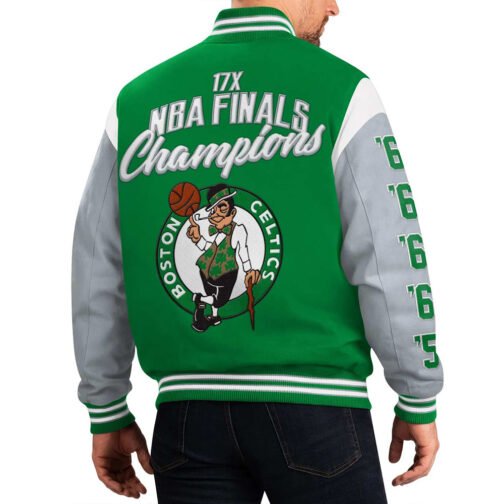 Boston Celtics Franchise Varsity Green and Gray Jacket - Image 2