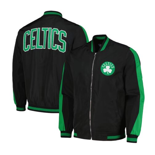 Boston Celtics Full-Zip Black Bomber Jacket - Image 3