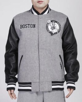 Boston Celtics Varsity Gray and Black Jacket
