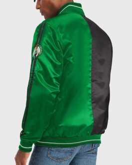 Boston Celtics Varsity Striped Green and Black Satin Jacket