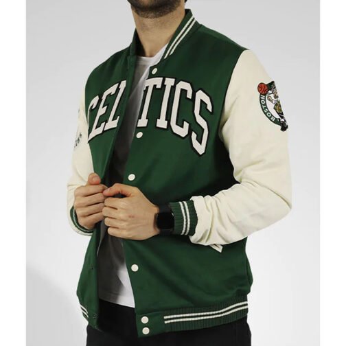 Boston Celtics Varsity Green and Off White Jacket - Image 4