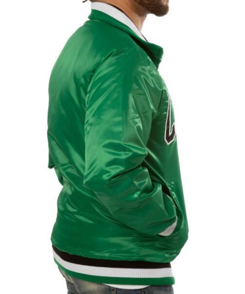 Varsity Bomber Boston Celtics Green Satin Jacket - Image 3