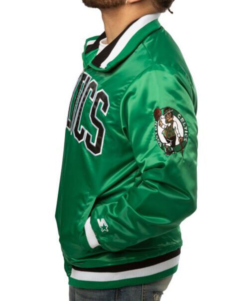 Varsity Bomber Boston Celtics Green Satin Jacket - Image 4