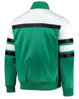 Hardwood Classics Script Boston Celtics Satin Kelly Green and White Jacketreen and White Jacket