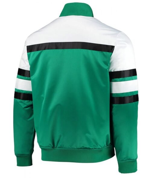Hardwood Classics Script Boston Celtics Satin Kelly Green and White Jacketreen and White Jacket - Image 2