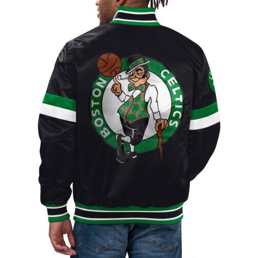 Boston Celtics Home Game Black Satin Jacket - Image 2