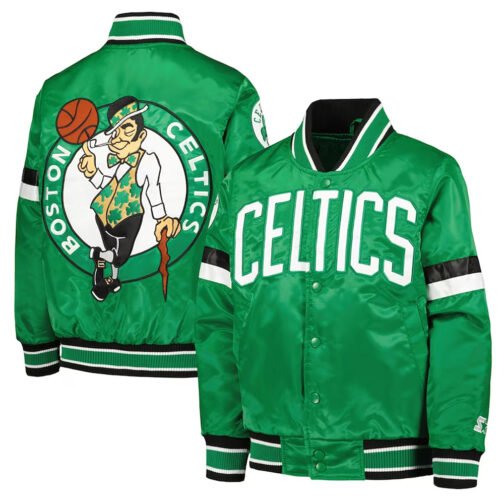 Boston Celtics Home Game Kelly Green Satin Jacket - Image 5