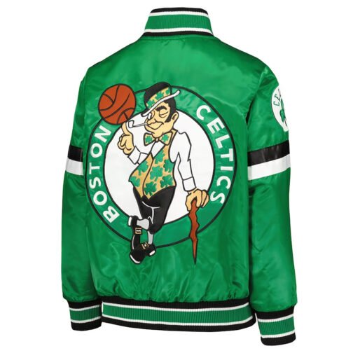 Boston Celtics Home Game Kelly Green Satin Jacket - Image 3