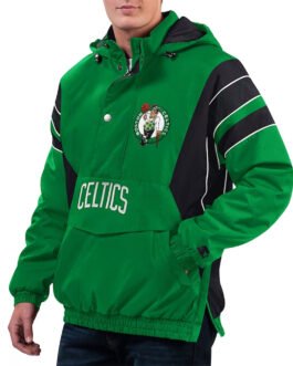 Home Team Boston Celtics Kelly Green Half-Zip Hoodie Jacket