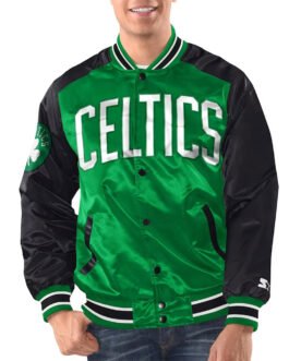 Kelly Green/Black Boston Celtics Renegade Varsity Satin Jacket