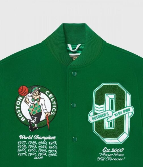 OVO Boston Celtics Varsity Green Wool Jacket - Image 6