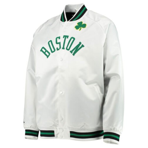Boston Celtics Lightweight White Satin Jacket