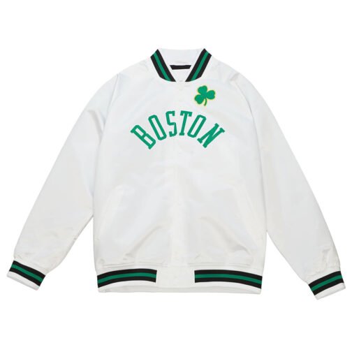 Boston Celtics Lightweight White Satin Jacket - Image 3