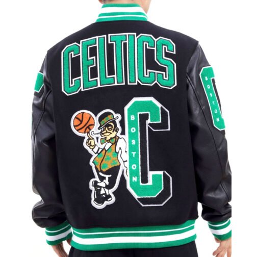 Boston Celtics Mash Up Finals Champions Black Varsity Jacket - Image 4