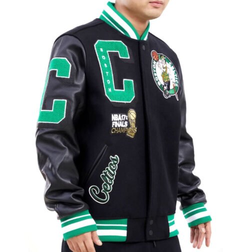 Boston Celtics Mash Up Finals Champions Black Varsity Jacket - Image 5