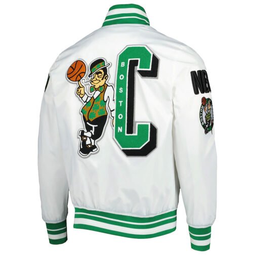Boston Celtics Mash Up White Satin Jacket - Image 7