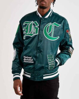 Mash Up Boston Celtics Green Satin Jacket