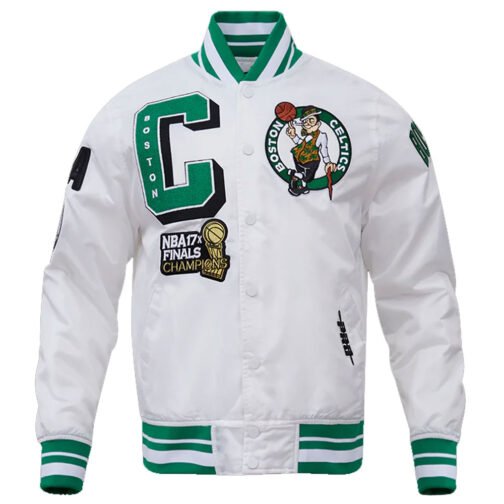 Boston Celtics Mash Up White Satin Jacket - Image 5