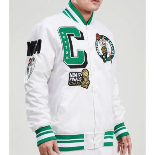 Boston Celtics Mash Up White Satin Jacket - Image 3