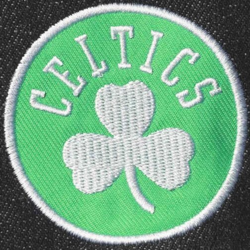 Boston Celtics Patch Black Denim Button-Up Jacket - Image 4