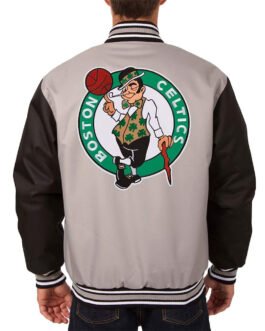 Gray/Black Boston Celtics Poly Twill Jacket