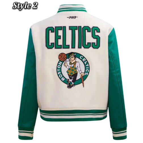 Retro Classic Rib Boston Celtics Varsity Jacket - Image 6