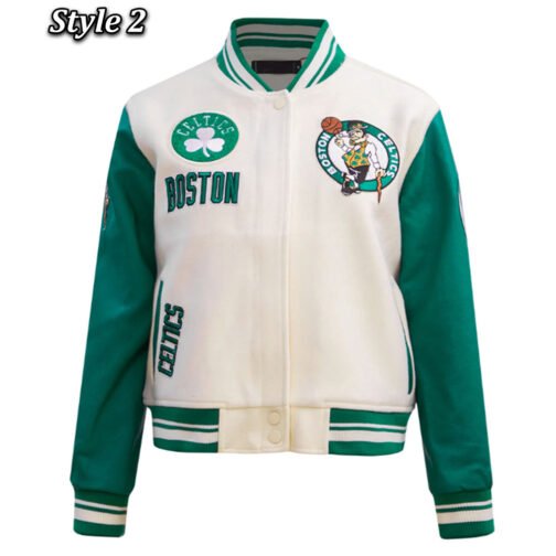 Retro Classic Rib Boston Celtics Varsity Jacket - Image 2