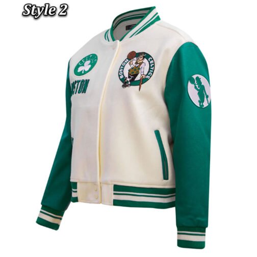 Retro Classic Rib Boston Celtics Varsity Jacket - Image 10