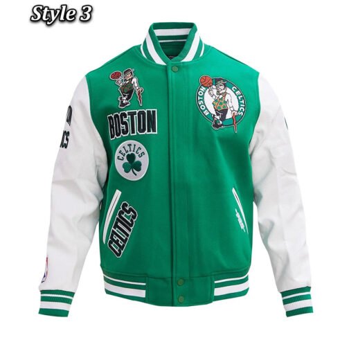 Retro Classic Rib Boston Celtics Varsity Jacket - Image 3