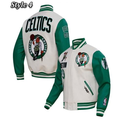 Retro Classic Rib Boston Celtics Varsity Jacket - Image 14