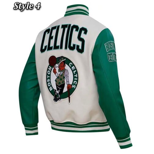 Retro Classic Rib Boston Celtics Varsity Jacket - Image 8