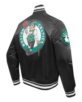 Boston Celtics Script Tail Black Satin Jacket