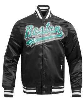 Boston Celtics Script Tail Black Satin Jacket