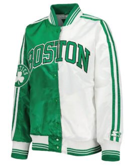 Colorblock Boston Celtics Split Kelly Green/White Satin Jacket