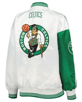 Colorblock Boston Celtics Split Kelly Green/White Satin Jacket