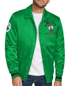 Boston Celtics Stitch Applique Kelly Green Satin Jacket