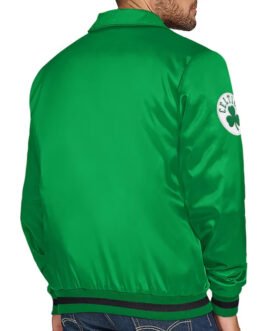 Boston Celtics Stitch Applique Kelly Green Satin Jacket