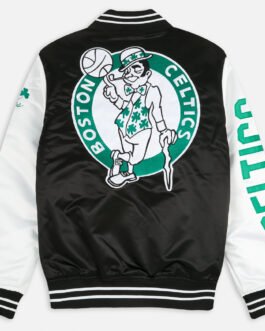 Boston Celtics Team Origins Varsity Black/White Satin Jacket