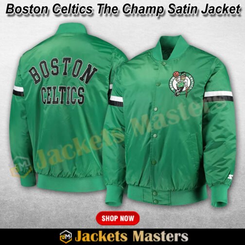 Boston Celtics The Champ Varsity Green Satin Jacket - Image 5